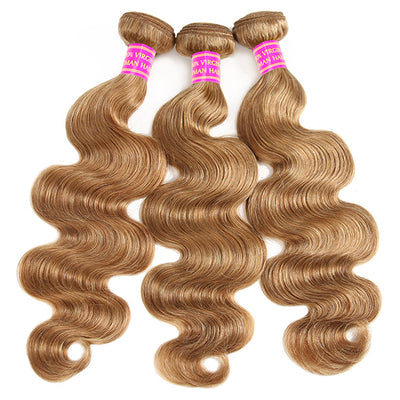 #27 Honey Blonde Body Wave Human Hair Bundles Brazilian Hair Weave 3 Bundles