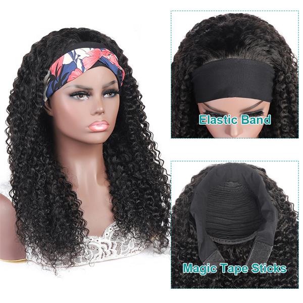 Affordable Curly Headband Wigs Brazilian Human Hair Half Wigs