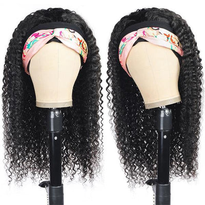Affordable Curly Headband Wigs Brazilian Human Hair Half Wigs