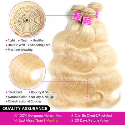 613 Blonde Body Wave Hair Bundles Blonde Brazilian Human Hair 3 Bundles Deal