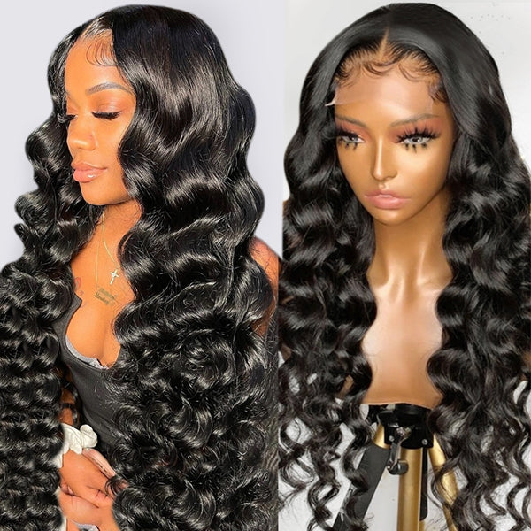 5x5 Loose Deep Wave Closure Wig 30 Inch HD Transparent Lace Front Human Hair Wigs