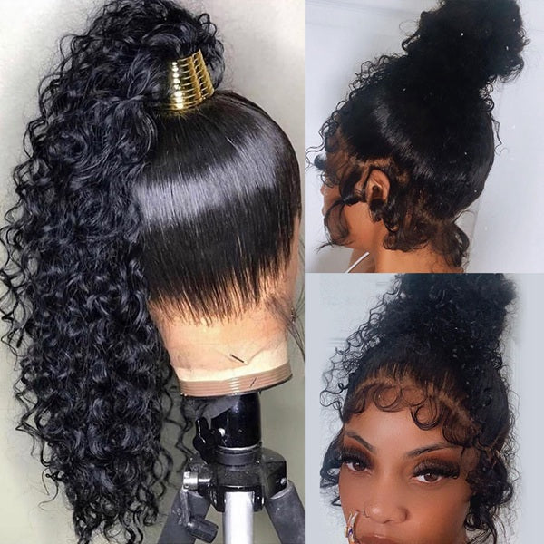 360 HD Lace Frontal Wig Curly Human Hair Wig 150 Density Lace Wigs For Women