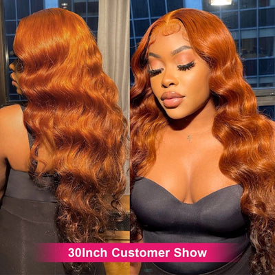 Ombre Ginger Lace Front Wig Ginger Orange 13x4 Body Wave Colored Human Hair Wigs for Women