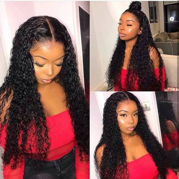 30 32 Inch Kink Curly Lace Closure Wig Glueless Human Hair Wigs Pre Plucked