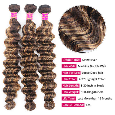 P4 27 Highlight Hair Bundles With Frontal 13x4 Loose Deep Bundles With Frontal