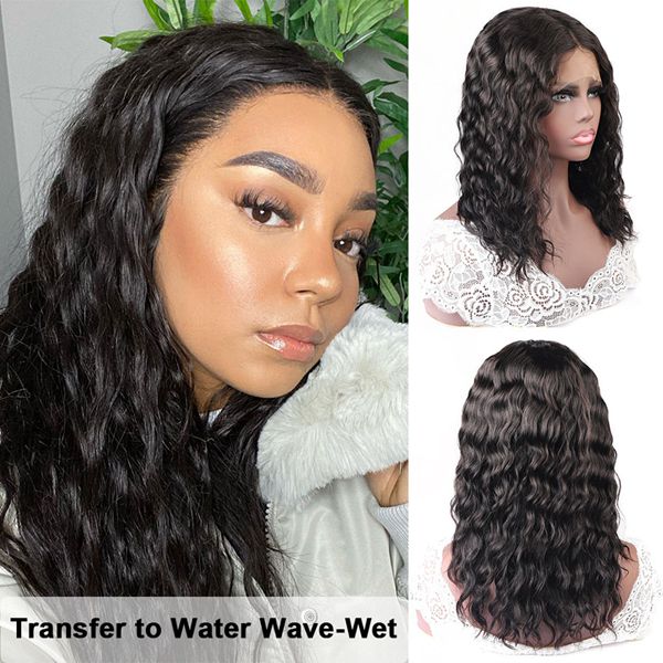 Straight Human Hair Wigs Wet And Wavy Pre Plucked Brazilian Remy Water Wave Wig For Women