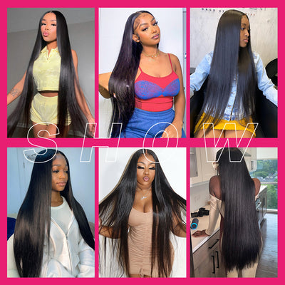 40 inch Long Straight Human Hair Wigs 13x4 HD Transparent Lace Frontal Wig