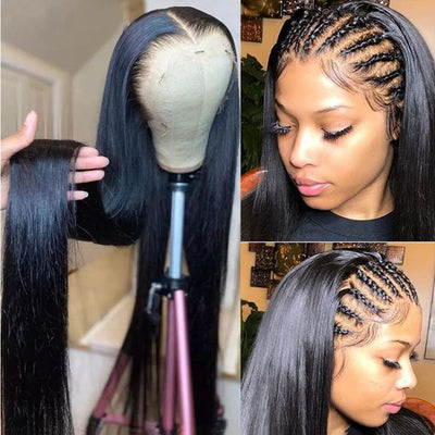 360 Lace Frontal Wig Silk Straight Human Hair Wigs For Black Women Transparent Lace Wig