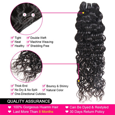 Water Wave Bundles with Frontal Human Hair 3 Bundles with 13x4 Hd Lace Front Closure