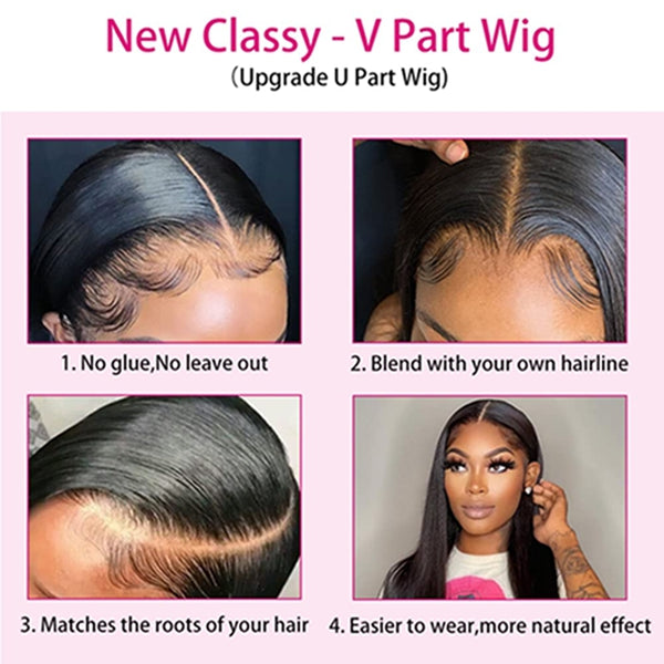 V Part Body Wave Wigs Upgrade V Part Human Hair Wig