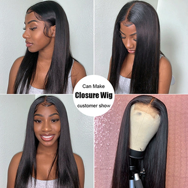 5x5 HD Lace Closure With 3 Bundles Straight Human Hair Bundles With Closure Free Part