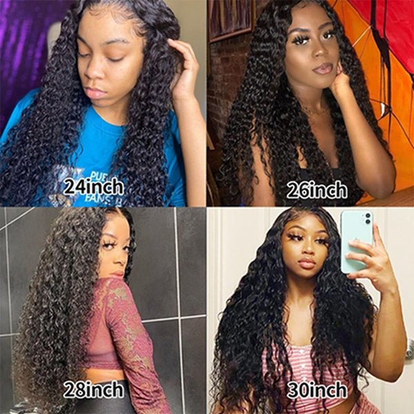 Curly Full Lace Frontal Wig 180% Density Thick Human Hair Wig Free Part Natual Black Hair