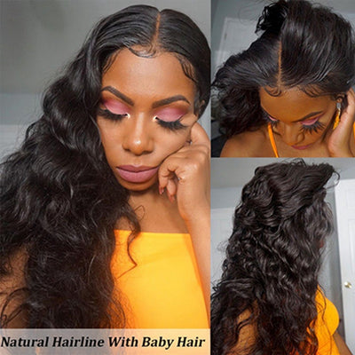 Deep Wave Full Lace Wig Brazilian Human Hair Natural Color 180% Density