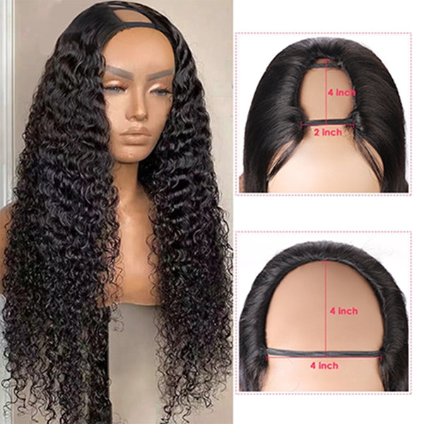 Cheap U Part Wig 100% Human Hair Curly Wigs Human Hair Glueless Wig 250% Density