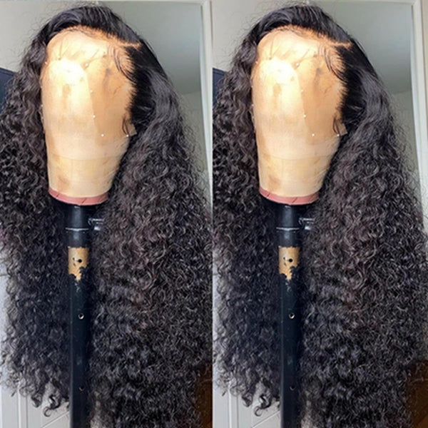 Kinky Curly Skin Melt Lace Front Wigs Pre Plucked Natural Hairline Human Hair Wigs