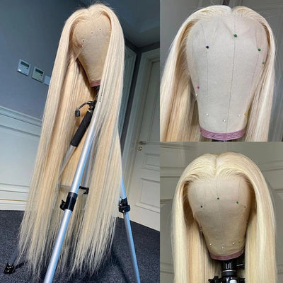40 Inch 613 Blonde Long Straight Human Hair Wigs 13x4 Hd Lace Frontal Colored Wigs