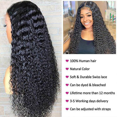 Deep Wave Closure Wig 13x1 Lace Part Human Hair Wigs Pre Plucked With Baby Hair