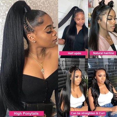 360 Lace Frontal Wig Silk Straight Human Hair Wigs For Black Women Transparent Lace Wig