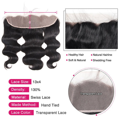 Body Wave Bundles with Frontal Peruvian Hair 3 Bundles with 13x4 Lace Frontal Closure