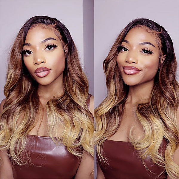 Ombre Highlights Wig Human Hair Wig Body Wave Lace Front Wig