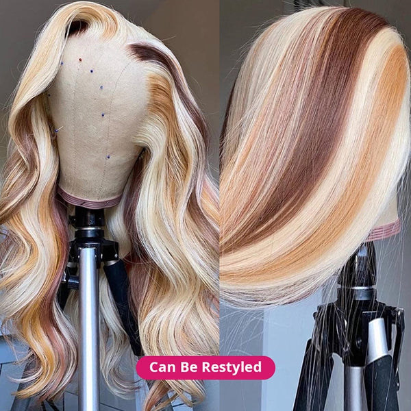 4/613 Blonde Lace Front Wig Body Wave Highlights Human Hair Wig