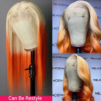 Ombre Ginger Orange Colored Body Wave Lace Wig 13x4 Hd Lace Frontal Wig