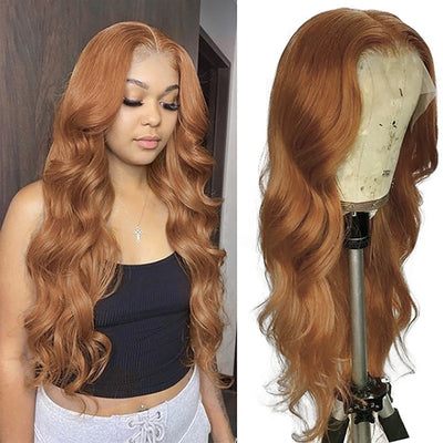 #30 Colored Ginger Brown Human Hair Wigs 13x4 Body Wave Lace Front Wig