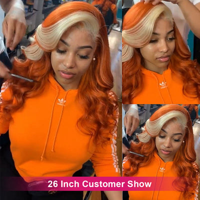 Ginger Wig with Blonde Hair Body Wave Wigs 13x4 Lace Front Wigs Colored Human Hair Wigs