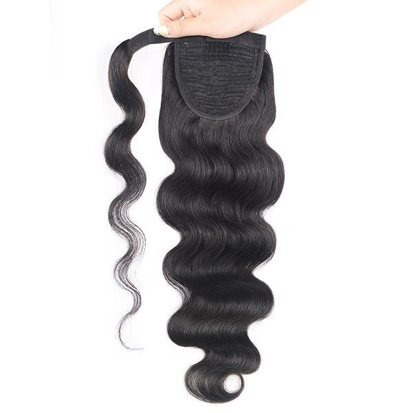 Body Wave Long Ponytail Human Hair Wavy Wrap Around Ponytail Extensions Remy Hair