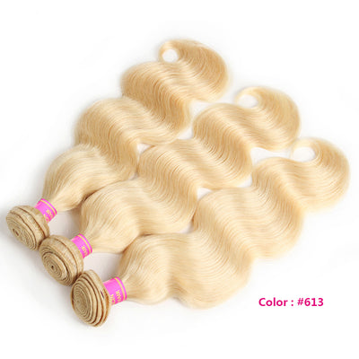 613 Blonde Bundles With Closure 4x4 Body Wave Human Hair Bundles With Closure