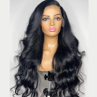 Full Lace Wigs Body Wave Human Hair Transparent Lace Frontal Wigs 180% Density