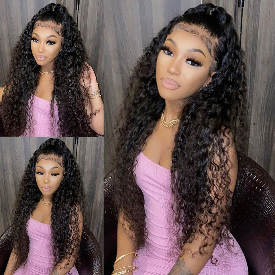 Deep Wave Bundles With Lace Frontal Human Hair 3 Bundles With 13x4 Frontal