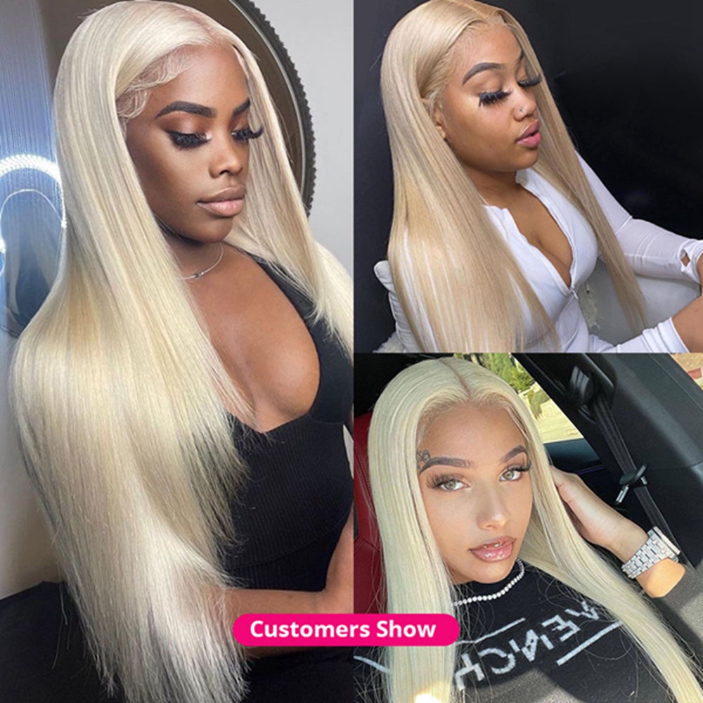 Blonde Glueless Full Lace Human Hair Wigs HD Transparent 613 Straight Lace Frontal Wig