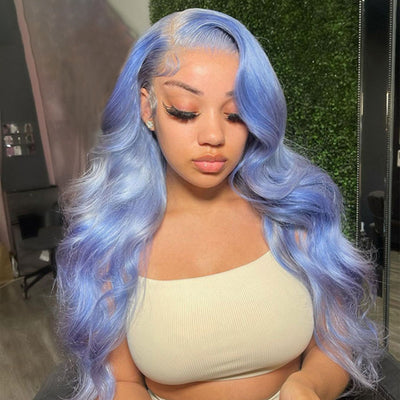 Blue Body Wave Human Hair Wigs Lace Front Wigs with Baby Hair