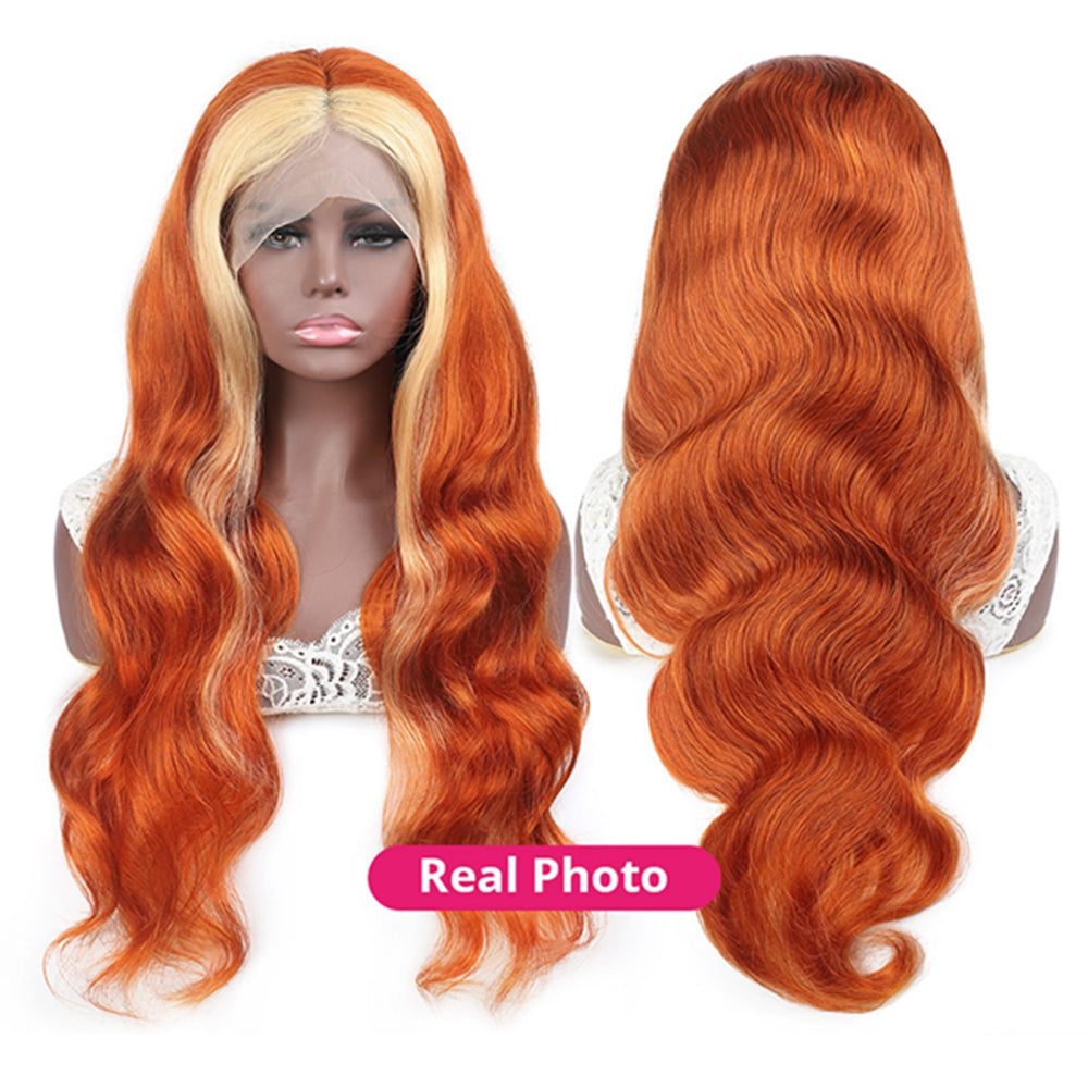 Ginger Wig with Blonde Hair Body Wave Wigs 13x4 Lace Front Wigs Colored Human Hair Wigs