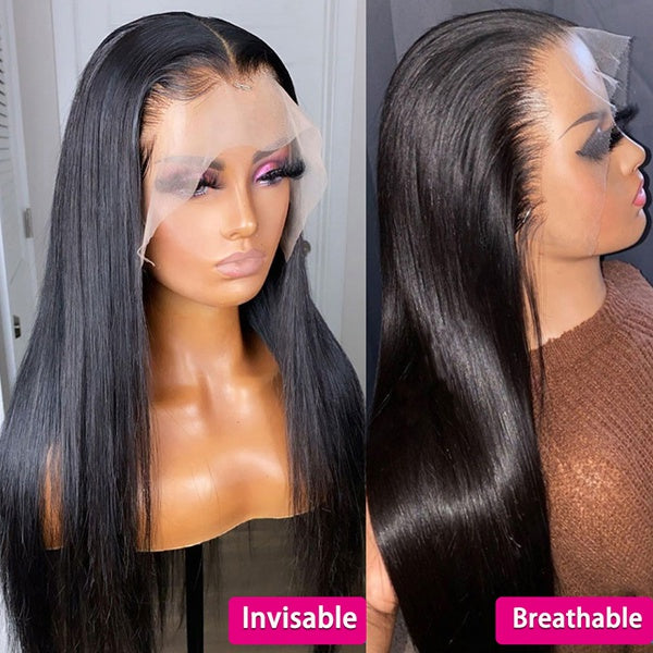 Invisible HD 13x4 Lace Frontal Wig 4x4 5x5 Pre Plucked Straight Lace Closure Human Hair Wigs