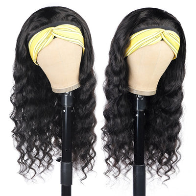 Loose Deep Wave Headband Scarf Hair Wig Brazilian Glueless Human Hair Wigs
