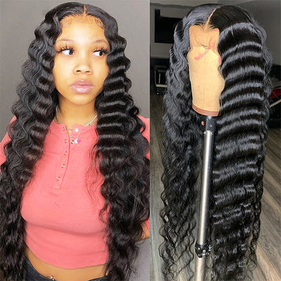 36 Inch Long Loose Deep Wave Human Hair Wigs 13x6 HD Transparent Lace Frontal Wig