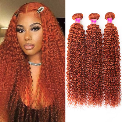 Ginger Orange Bundles Curly Wave Human Hair 3 Bundles