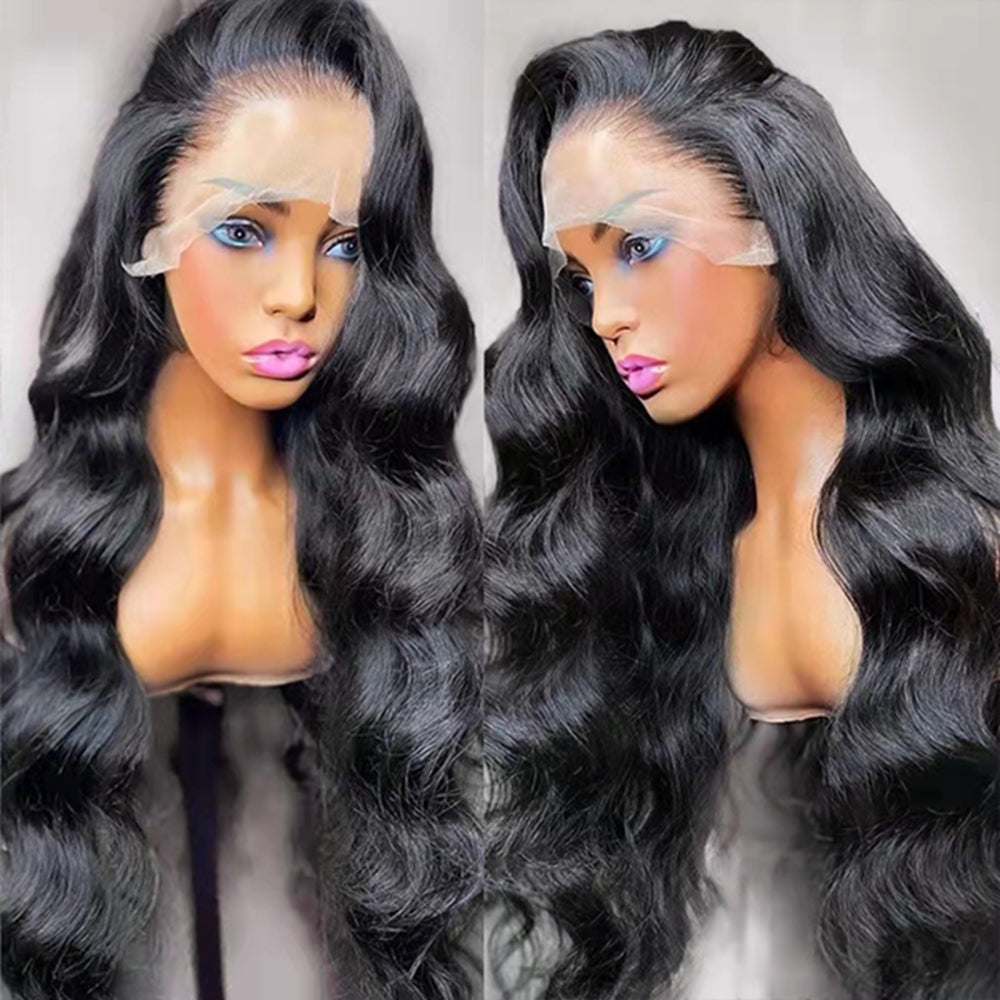 Full Lace Wigs Body Wave Human Hair Transparent Lace Frontal Wigs 180% Density