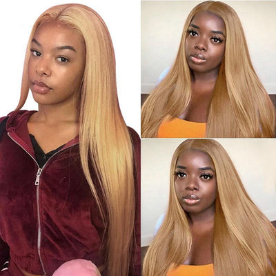 Honey Blonde Wig Straight 13x4 Lace Front Wigs Human Hair Wigs 27 Color