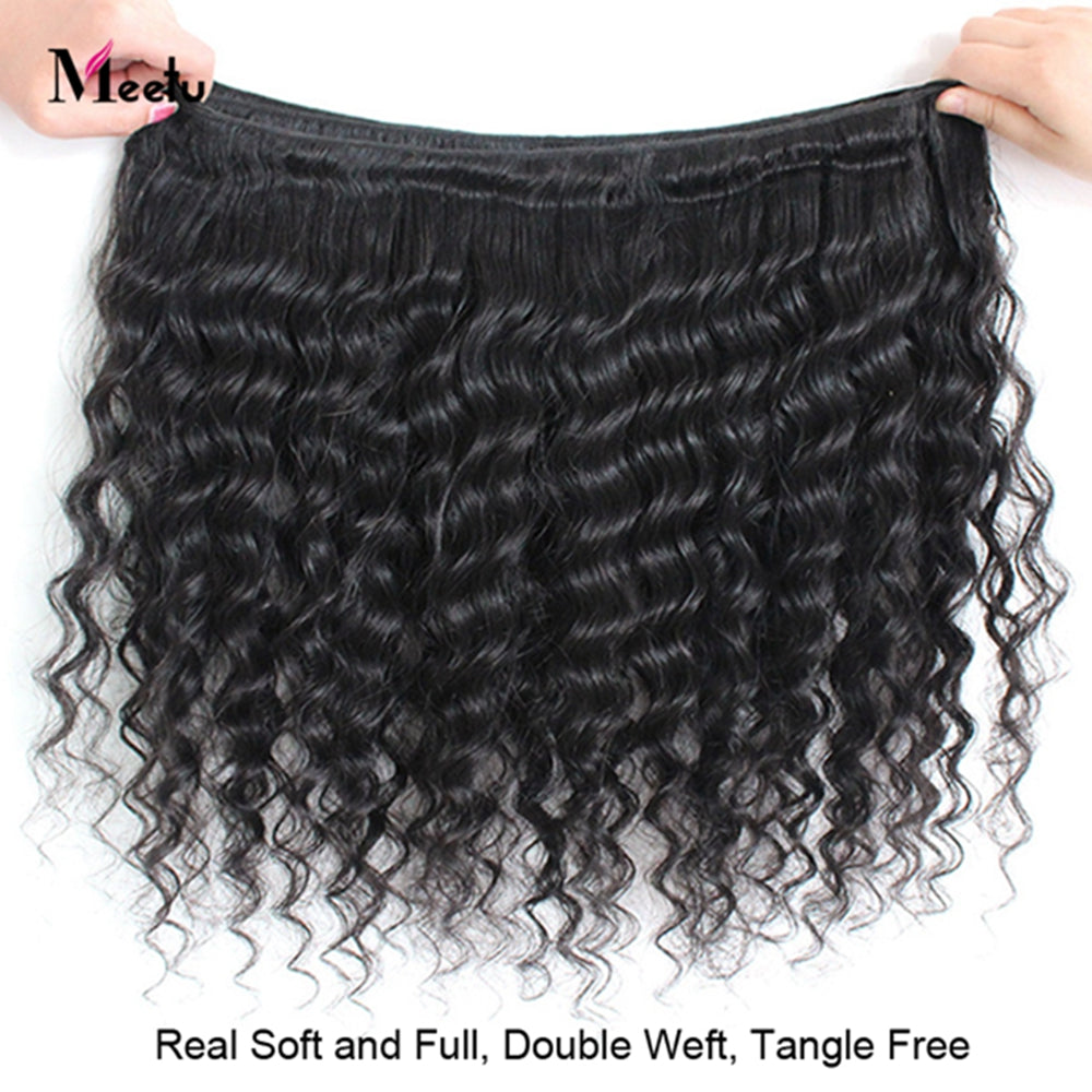 Deep Wave Hair 3 Bundles Brazilian 100% Human Hair Weave Natural Color