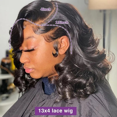 Short Wavy Bob Wig 13x4 Body Wave Lace Front Human Hair Wigs For Black Women