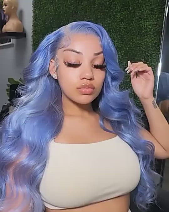 Blue Body Wave Human Hair Wigs Lace Front Wigs with Baby Hair