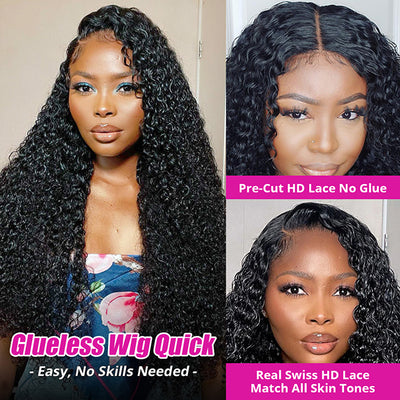 30 32 Inch Kink Curly Lace Closure Wig Glueless Human Hair Wigs Pre Plucked