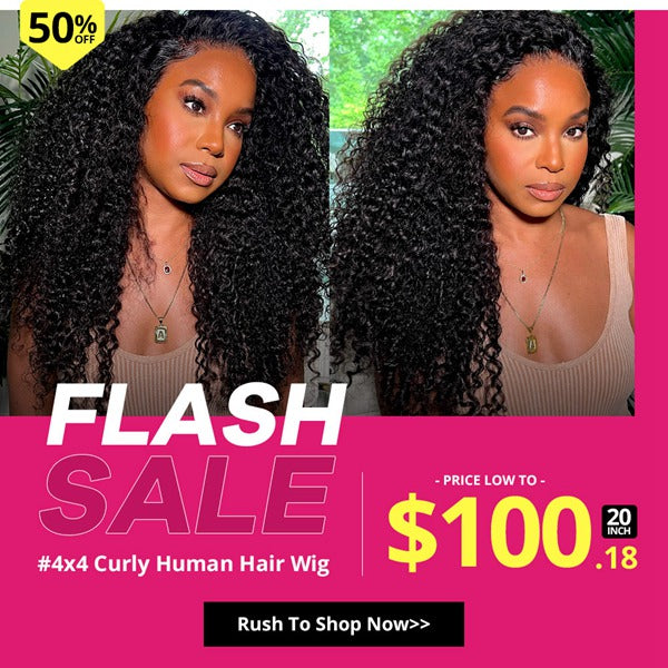 Cheap Kinky Curly Human Hair Wig 4x4 Lace Closure Wigs Natural Hairline